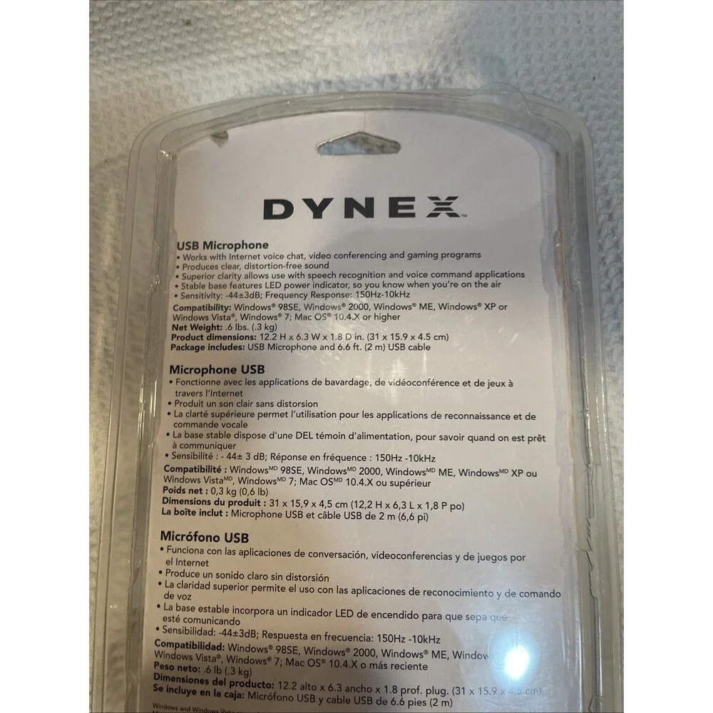 Dynex Wired USB Mic Microphone, For Computer PC Desktop, Black, DX-USBMIC13, NEW
